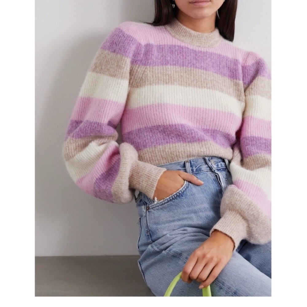 Ganni Purple and Pink Crew Neck Sweater